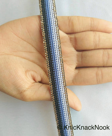 Black, Blue, White And Bronze Thread Lace Trim